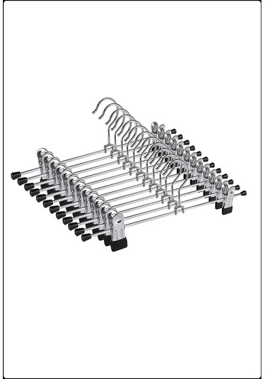 Mandallı Metal Pantolon & Etek Askısı Gümüş 10 Adet Krom