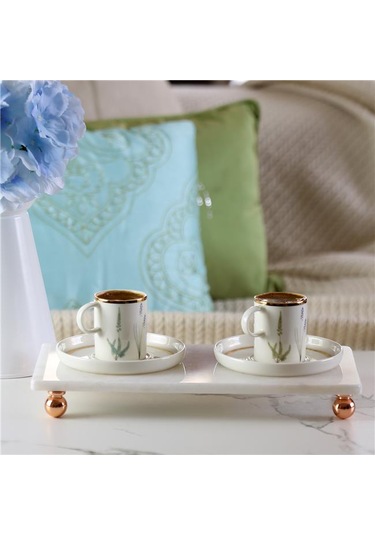 Akayev Mermer Beyaz 30X15 CM Rose Gold Boncuk Ayak Sunumluk