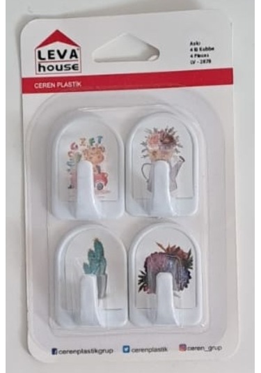 Leva Yapışkanlı Askı 4 Lü Kubbe Lv-2878 Karışık Desen Diğer