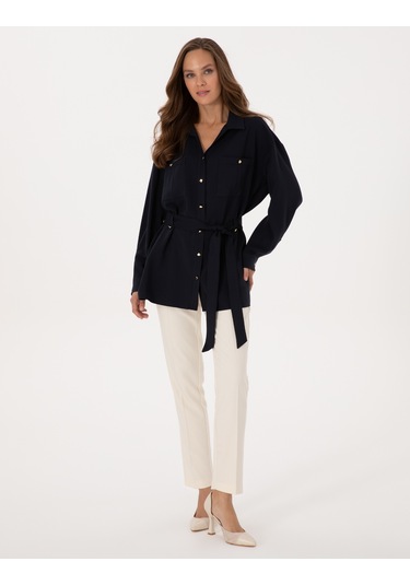 Pierre Cardin Kadın Lacivert Gömlek Desenli 50314120-vr033 Lacivert