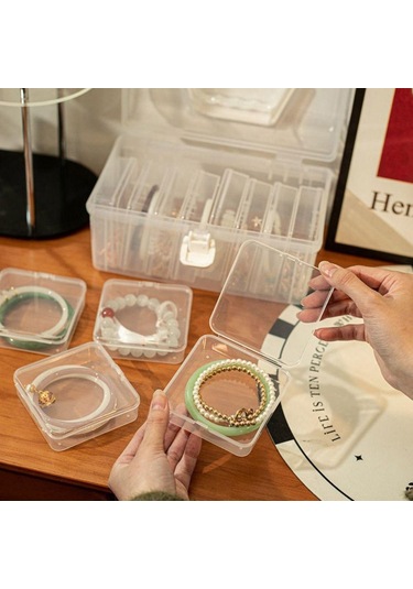 1 Adet Masaüstü Saklama Takı Saklama Kutusu Şeffaf Plastik Kasa Dayanıklı Bileklik Kutusu Şeffaf