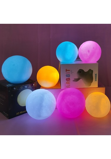 Ay Gece Lambasışarj Plug-in Yatak Odasıbaşı Ucu Gezegen Lambasıocucuk 3d Baskılıay Lambasıdoğuühediyesi 1'li 9