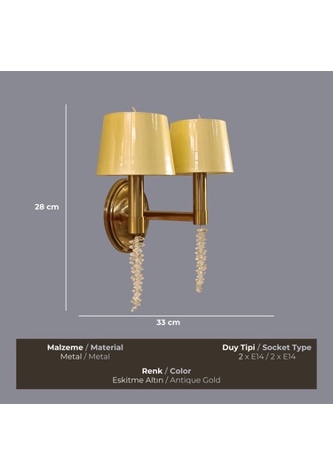 Vela Eskitme Gold Şapkalı Aplik Eskitme Gold