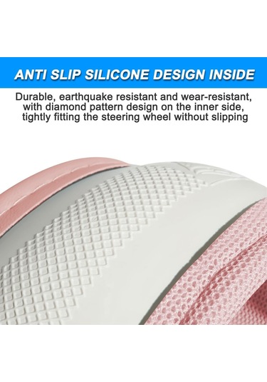 Yifomall 38cm Kuru, Kaymazsız, Dayanıklı Otomobil Direksiyon Kılıfı - Soft Deri Ve Buz Dokusu Malzeme İle Geniş Uyumluluk Kadın Pembe Pembe