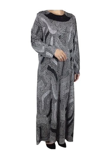 Anne Desenli Kulplu Elbise Anne3 Siyah