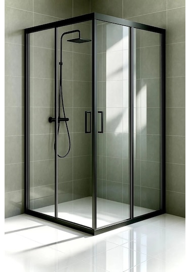 Durul Duşakabin Kare Siyah Profil Şeffaf 5Mm Siyah