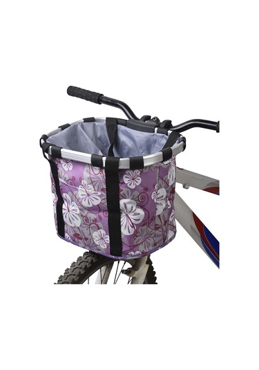 Geeksen Kedi Çantası Dağ Bisikleti Alüminyum Alaşımlı Sepet Bisiklet Sepeti Ön Çanta Hızlı Açma Sepeti Evcil Hayvan Çantası Mor Çiçek