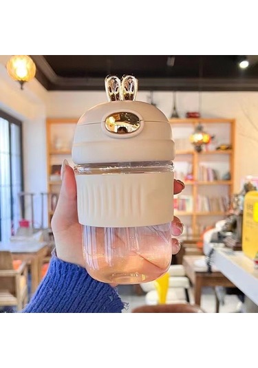 Taşınabilir Sevimli Karikatür Tavşan Su Bardağı-pembe