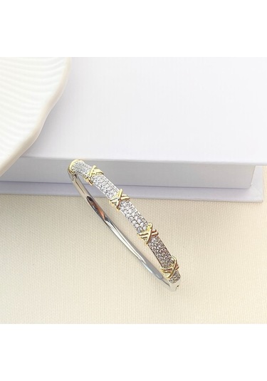 Xoxo Bileklik Kelepçe 316l Paslanmaz Çelik 19 Cm Çift Renk Gümüş