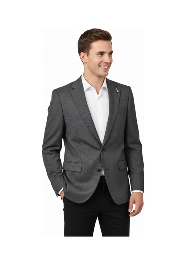 Erkek Tek Spor Ceket Çift Yırtmaçlı Bgl-st04982 Gri