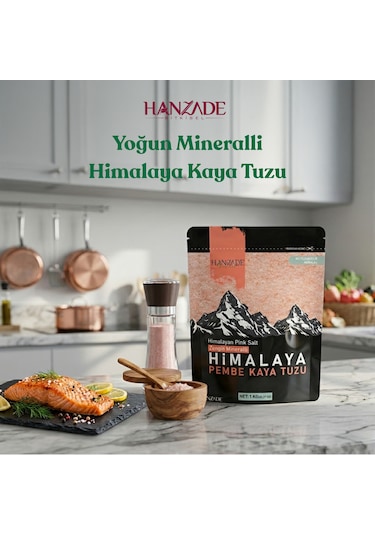 Hanzade Bitkisel Pembe Himalaya Tuzu Toz 1 Kg X 2 Adet Öğütülmüş Sofralık
