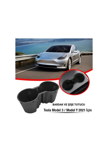 Polham Tesla Model 3 Ve Model Y İle Uyumlu Bardak Ve Şişe Tutucu, Temizlenebilir Çıkabilen Silikon Bardak Tutucu