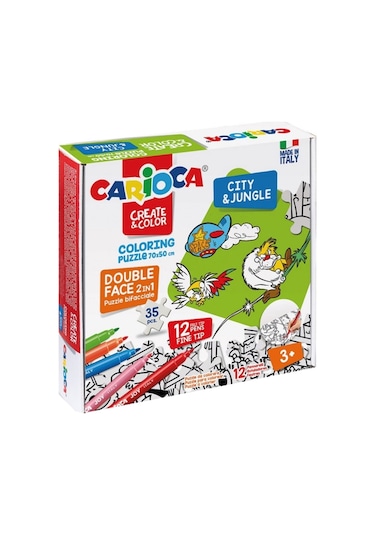 Carioca Boyanabilir Puzzle Cıty Jungle 35 Parça 12Li Keçeli 4304