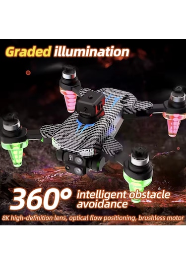 C19s Drone 5g Fpv Kamera Fırçasız Motor Optik Akış Rgb Işıklı Katlanabilir Drone