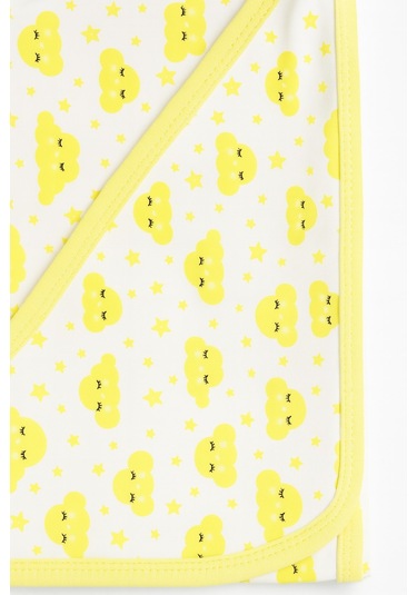 Bulut Desenli Çift Taraflı Bebek Penye Battaniye 85x85cm - Standart / Sarı Sarı