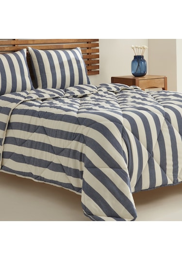 Karacahome Sarah Anderson Barlet Tek Kişilik Comfort Set Çizgili Mavi