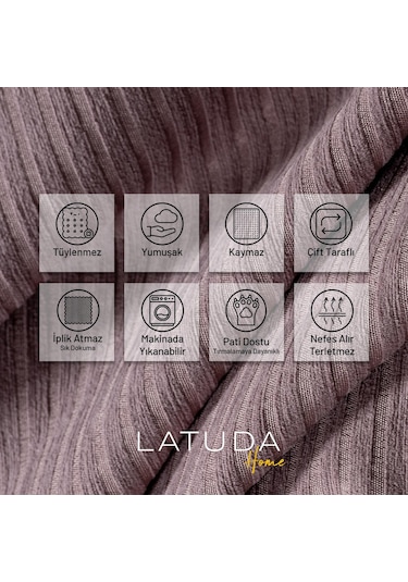 Mikrofiber Şönil Fitilli Minimalist Tekli Koltuk Örtüsü - 110x175 Cm,2 Adet Çift Taraflı, Kaymaz, Terletmez Rose Rose