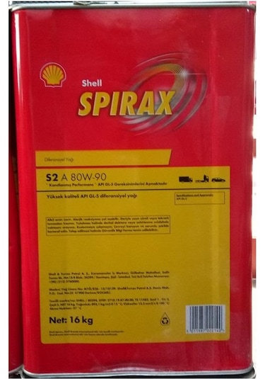 Shell Spirax S2 A 80W-90 Teneke Şanzıman Yağı 16 L
