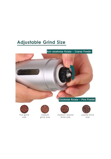 Youtek El Çevirimiyle Fincan Kahve Değirmeni - Zeytinyağı, Biber, Bakliyat İçin Uygun, İnce-orta-kalın Ayarlanabilir, Gümüş Renkli Diğer