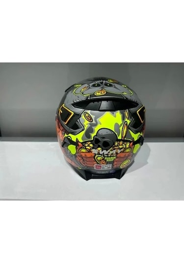 Sway Sw 820 Badboy Full Face Motosiklet Kaskı Gri Sarı Kırmızı