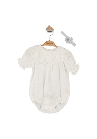 Dantel Yaka Bandanalı Fisto Kız Bebek Romper 001