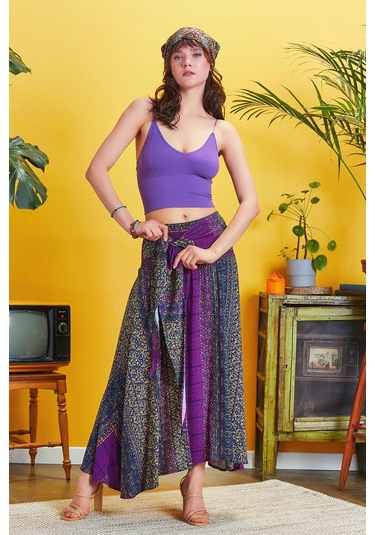 Salaş Asimetrik Etek Mor