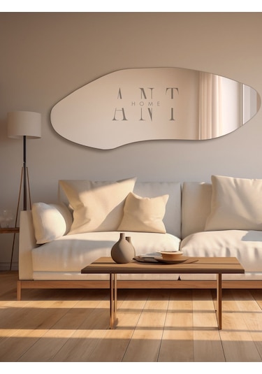 Nova Asimetrik Ayna, Boy Aynası, Duvar Aynası, Konsol Aynası 140 X 52 Gümüş Anthomenova Gümüş