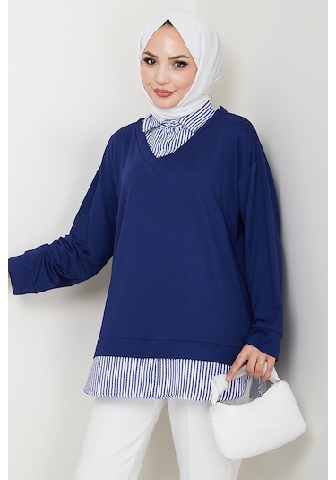 Gömlek Yaka Oysho Tunik 1612 - Lacivert Lacivert