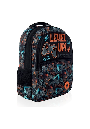 Küçük Çocuk Sırt Çantası, Level Up Siyah - Turuncu