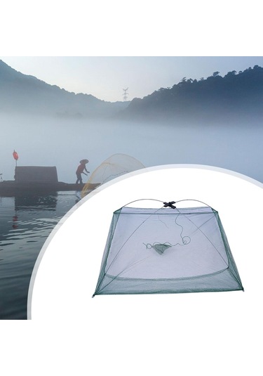 Homyl Balık Ağı Katlanabilir Istakoz Naylon Örgü Çelik 100-cmx100-cm