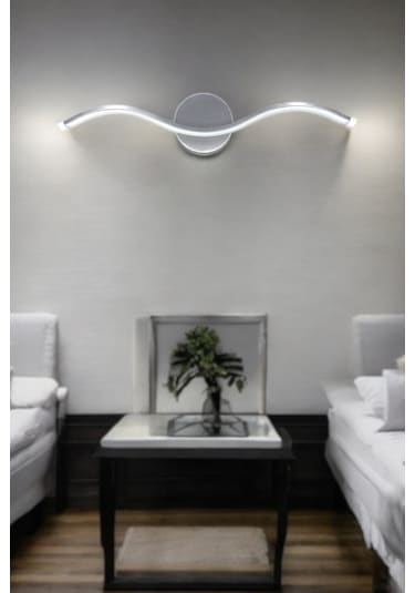 Wave Aplik Gri Renk Modern Tasarım - Hol - Banyo - Mutfak - Salon - Yatak Odası Gün Işığı Led Aplik Gri