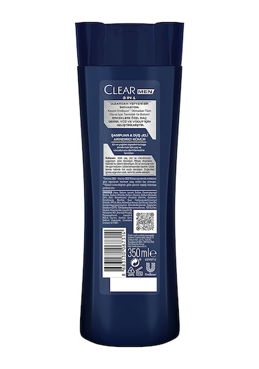 Clear Men Arındırıcı Kömür 3'ü 1 Arada Şampuan ve Duş Jeli 3 x 350 ML