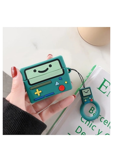 Airpods 4. Nesil 2024 Uyumlu Silikon Sevimli Figürlü Kılıf Koyu Yeşil