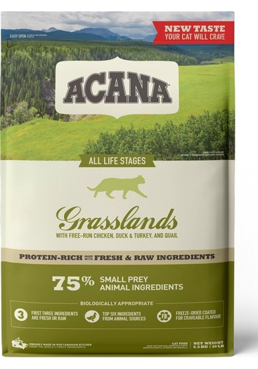 Acana Grasslands Tavuk Ördek Hindi ve Bıldırcın Etli Yetişkin Kedi Maması 1800 G