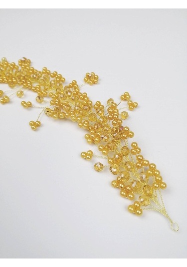 FdayAksesuar Hardal Kristal Taşlı Saç Ve Türban Aksesuarı FRDY31314