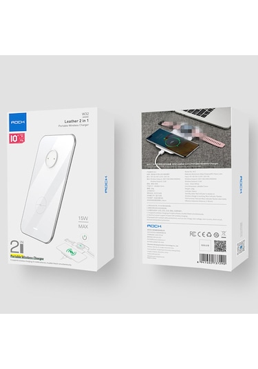 Rock W32 2in1 10W Kablosuz Wireless Şarj Beyaz
