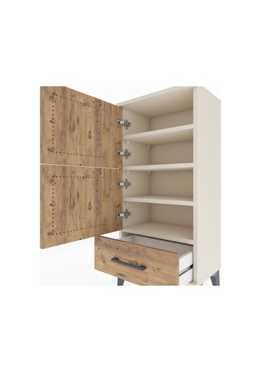 Arges Komodin 4 Raflı Tek Çekmeceli 2 Kapaklı 44x30x96 Aytaşı-çam Aytası