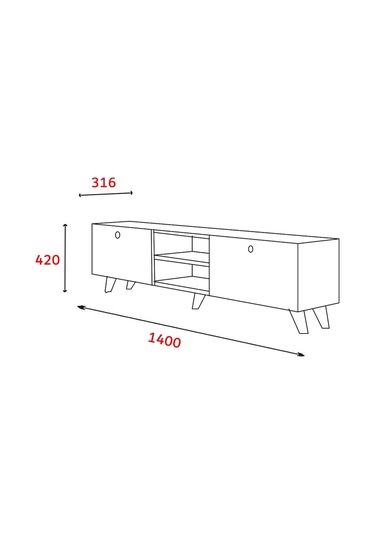 Dekorosso Veco Tv Ünitesi Ayaklı Ceviz-Antrasit