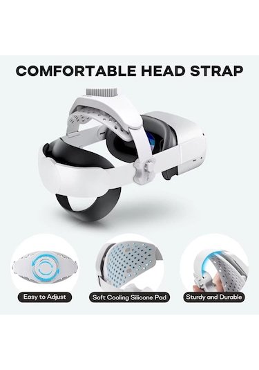 Devaso Vr Gözlük Geri Çekilebilir Ayarlanabilir Kafa Bandı Aksesuarları Meta Quest 3s / Meta Quest 3 / Meta Quest 2 / Meta Quest Pro / Pico 4 / Pico 4 Pro Beyaz