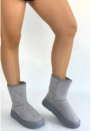 Sophia Gri Süet Bot Gri