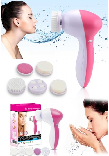 5 In 1 Pilli Yüz Temizleme Masaj ve Peeling Fırça Seti