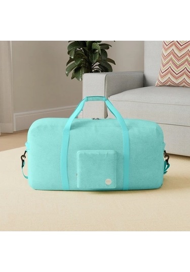 Sandwich 120l Katlanır Pink Denim Motion003 Seyahat Spor Çantası Omuz Askısı Ayakkabı Cebi Pembe