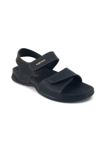 Ceyo Bello-3 Ortopedik Cırtlı Unisex Çocuk Sandaleti Siyah