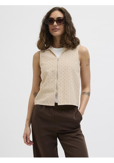 Jack & Jones Kadın Gömlek Yaka Fermuar Kapamali Bluz - Selma - 12277424 Fog