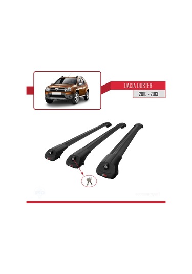 Dacia Duster 2010-2013 Arası İle Uyumlu Ace-1 Ara Atkı Tavan Barı Siyah 3 Adet Bar