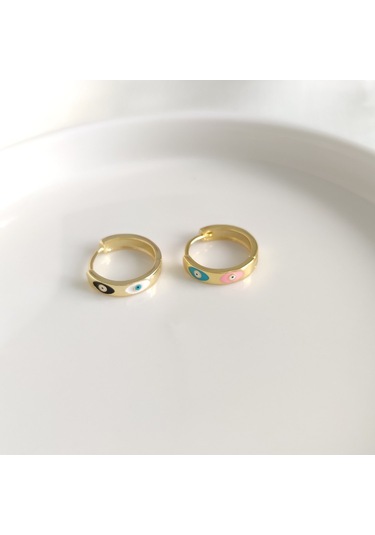 İthal Çift Taraflı Mineli Göz 15 Mm Halka Gümüş Küpe Beyaz