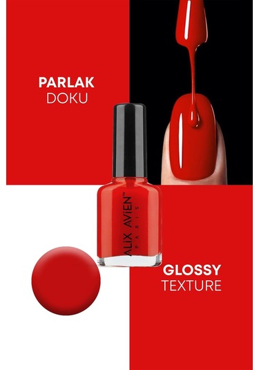 Alix Avien Bayrak Kırmızı Oje 14 Yüksek Pigmentli Uzun Süreli Kalıcılık Hızlı Kuruma Nail Lacquer 14