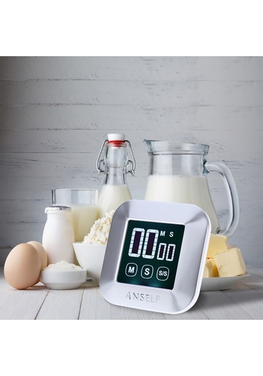 Symbee Mutfak Zamanlayıcı Dijital Dokunmatik Ekranlı Geri Sayım Ve İleri Sayım Fonksiyonlu, Lcd Işıklı, Alarmlı, Manyetik Ve Ayaklı Pil Dahil Değil