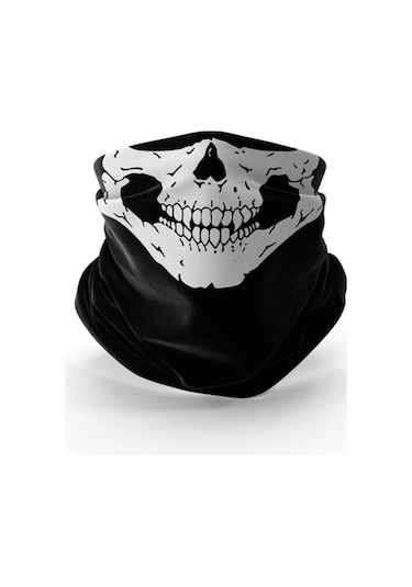 2 Adet Buff Kuru Kafa İskelet Maske Motorcu Kar Maskesi Boyunluk Maske Baf Ağızlık Mask Buff Siyah - Siyah