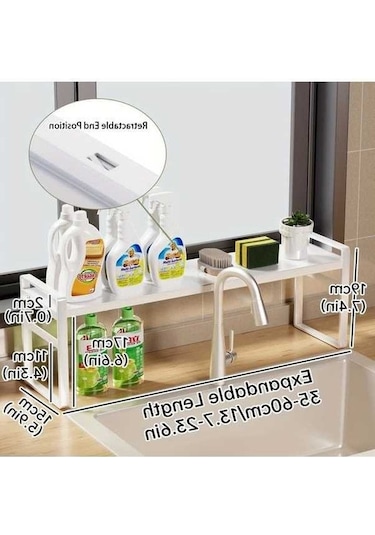 Trendooze Gaojunshop01 Beyaz Ekstra Geniş Mutfak Tezgahı Rafı Genişletilebilir Baharatlık Ev Dekorasyonu Beyaz